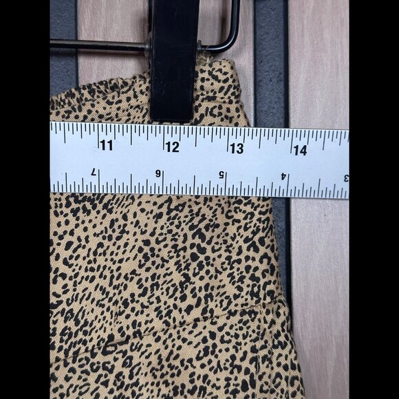 Japra Skirt Medium Womens Brown A Line Midi Smocked Back Leopard Art - Picture 3 of 6